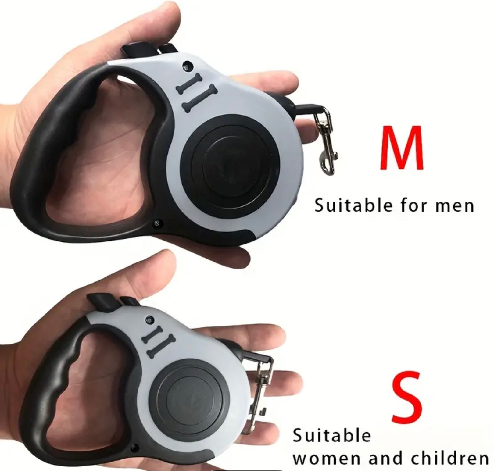 Retractable Dog Leash with Lock Switch – Colorful Bone Pattern & Durable Nylon Rope