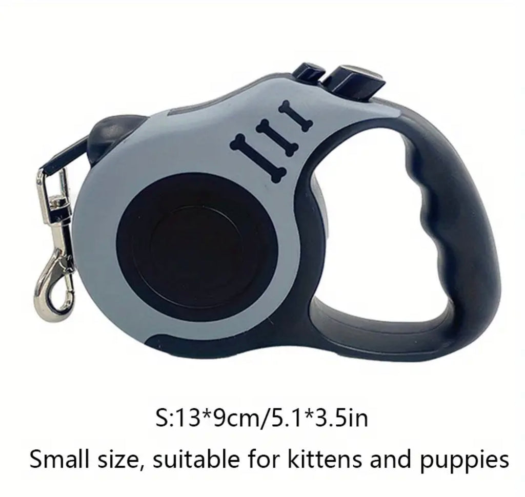 Retractable Dog Leash with Lock Switch – Colorful Bone Pattern & Durable Nylon Rope