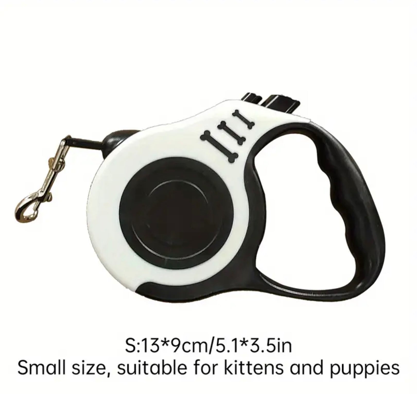 Retractable Dog Leash with Lock Switch – Colorful Bone Pattern & Durable Nylon Rope