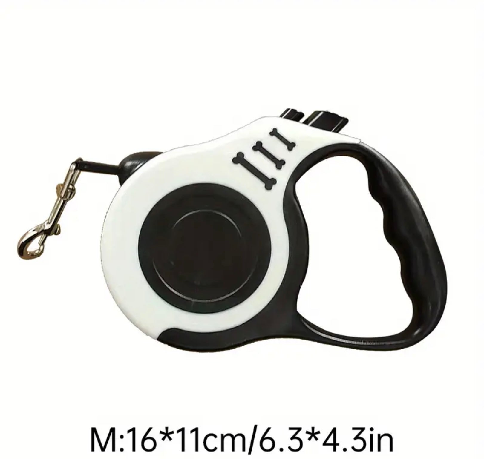 Retractable Dog Leash with Lock Switch – Colorful Bone Pattern & Durable Nylon Rope