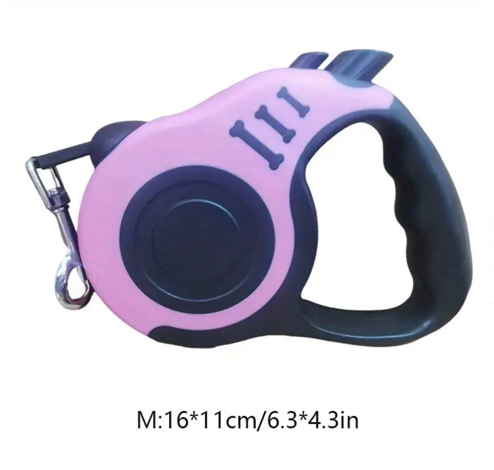 Retractable Dog Leash with Lock Switch – Colorful Bone Pattern & Durable Nylon Rope