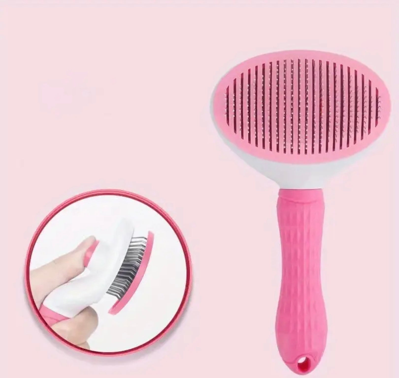 One-Click Pet Hair Remover Brush – Shedding Comb for Cats & Dogs with Stainless Steel Needle Pins