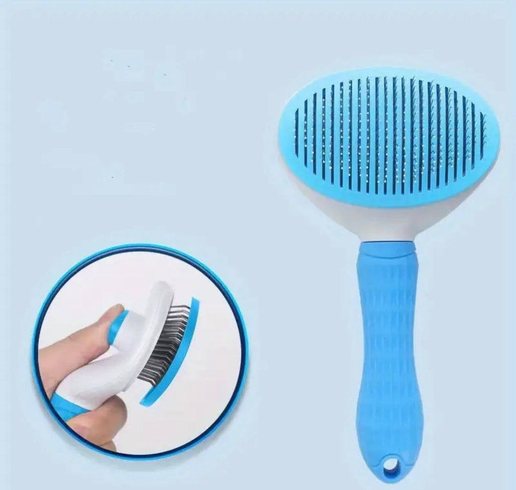 One-Click Pet Hair Remover Brush – Shedding Comb for Cats & Dogs with Stainless Steel Needle Pins