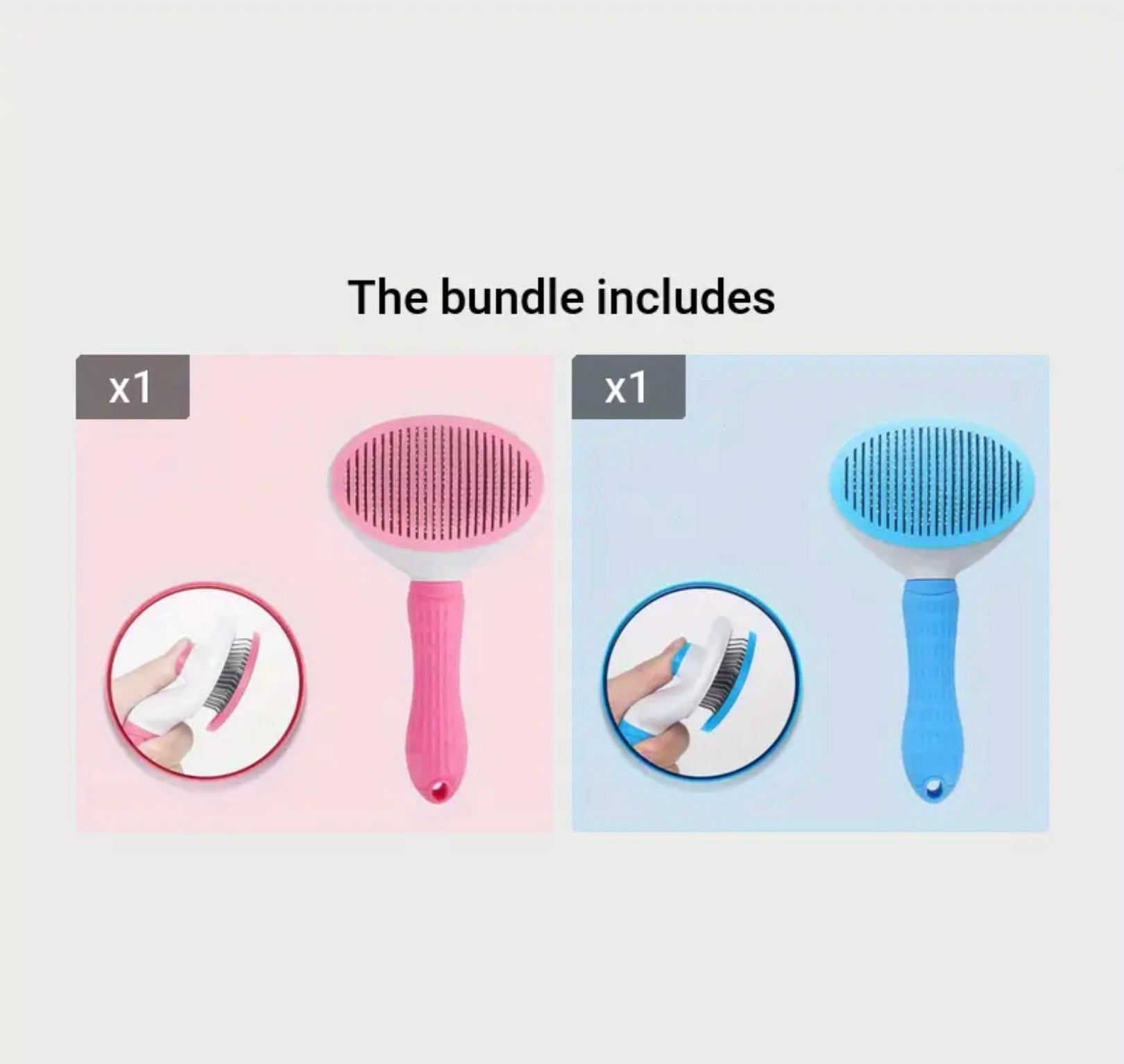 One-Click Pet Hair Remover Brush – Shedding Comb for Cats & Dogs with Stainless Steel Needle Pins