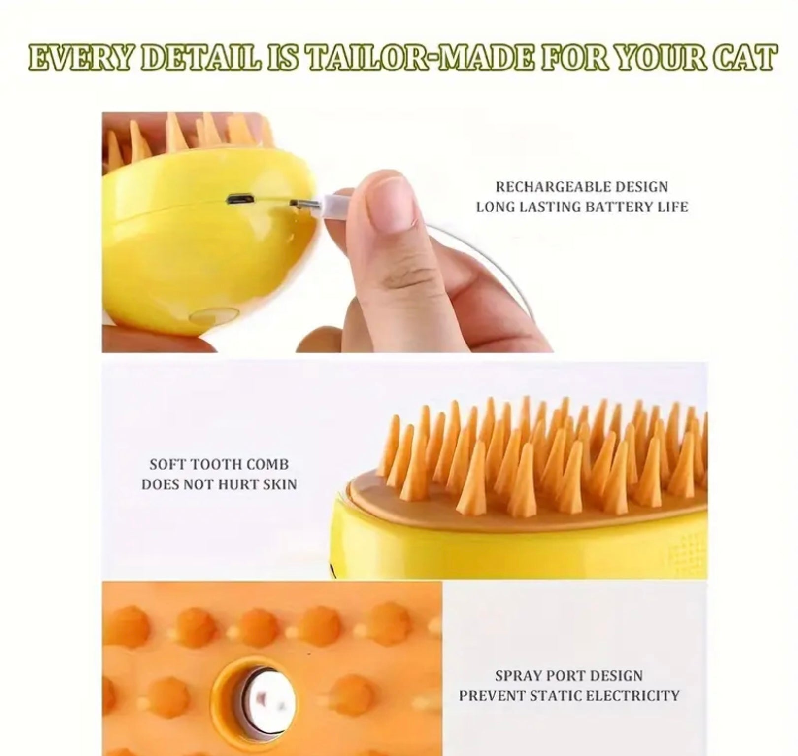 Electric Pet Grooming Brush – Hair Removal & Massage Tool for Cats and Dogs