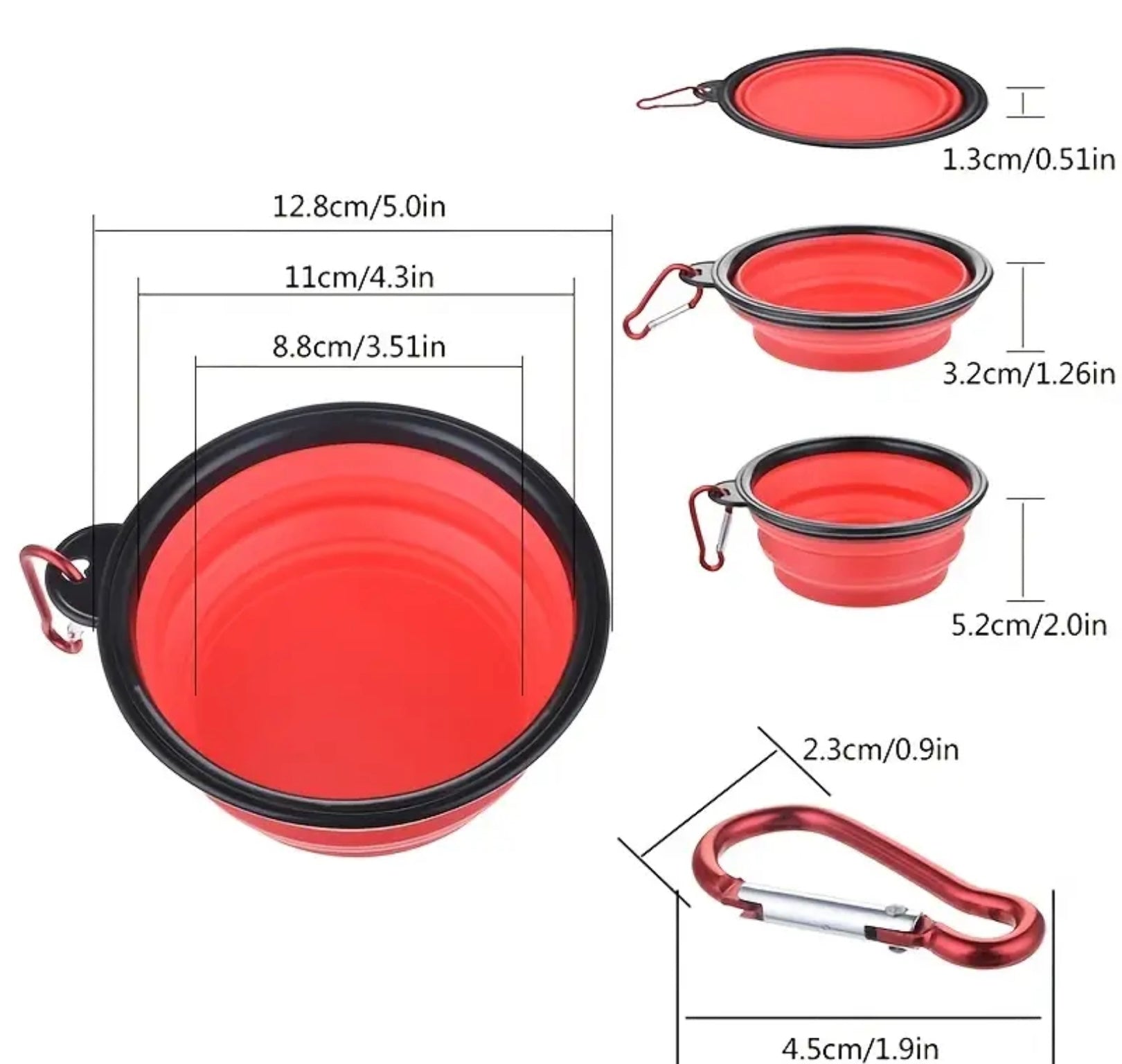 Foldable Portable Pet Bowl – 350ml TPR Travel Dish with Black Frame for Outdoor Use