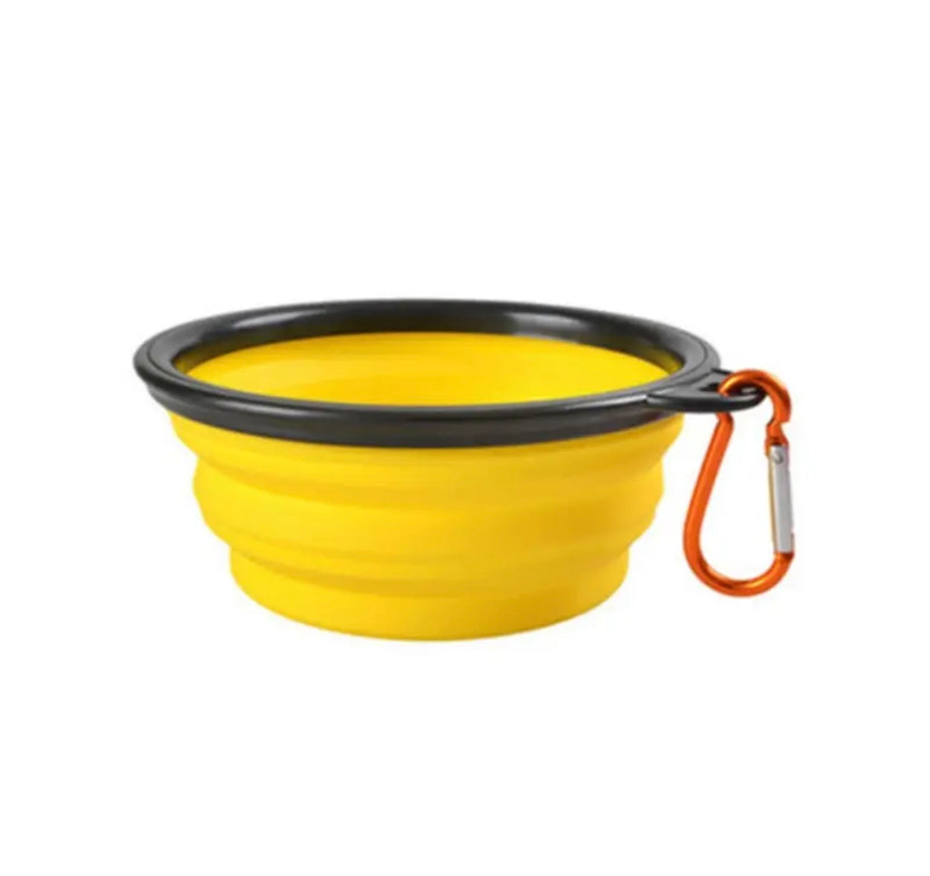 Foldable Portable Pet Bowl – 350ml TPR Travel Dish with Black Frame for Outdoor Use