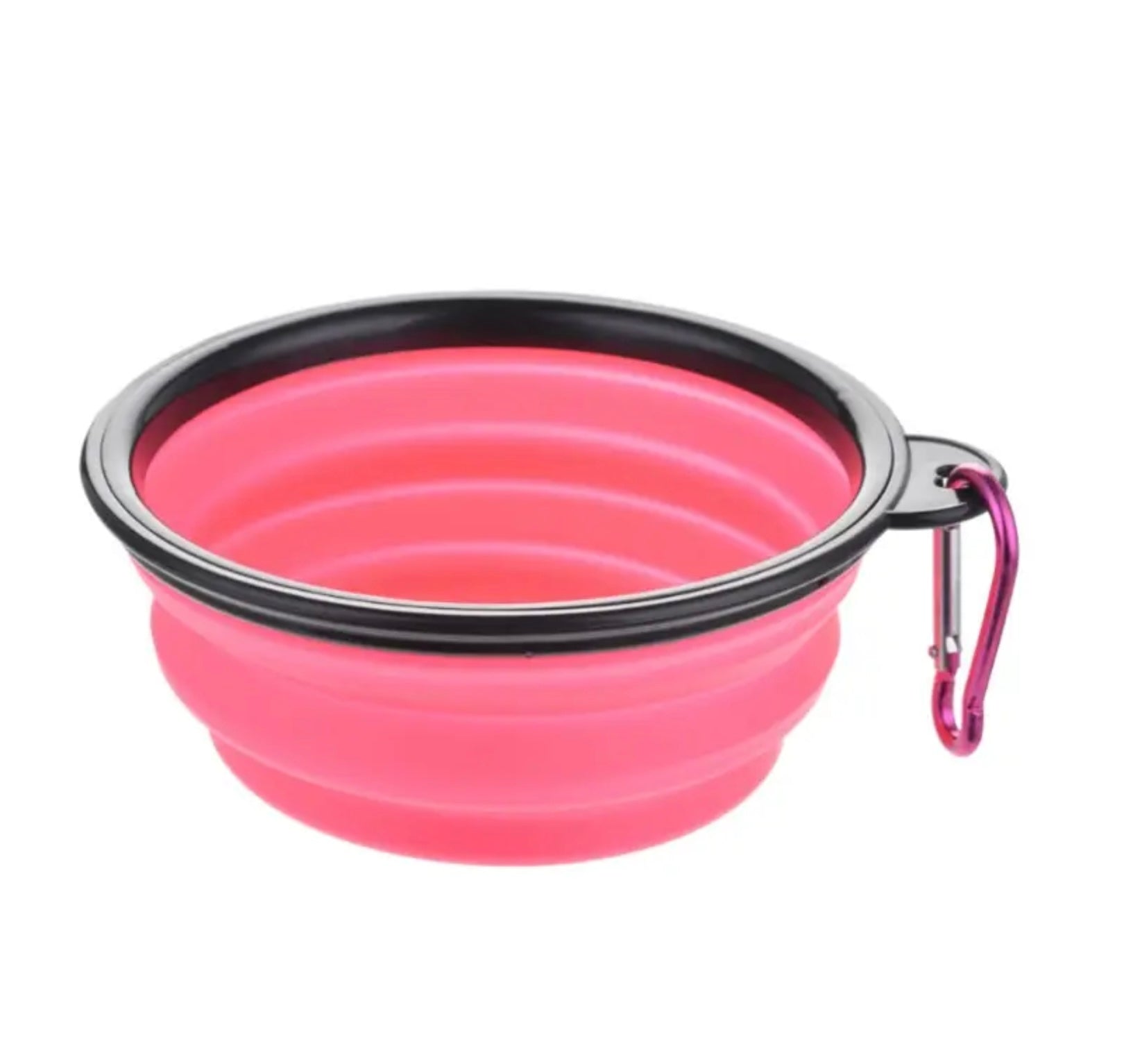 Foldable Portable Pet Bowl – 350ml TPR Travel Dish with Black Frame for Outdoor Use
