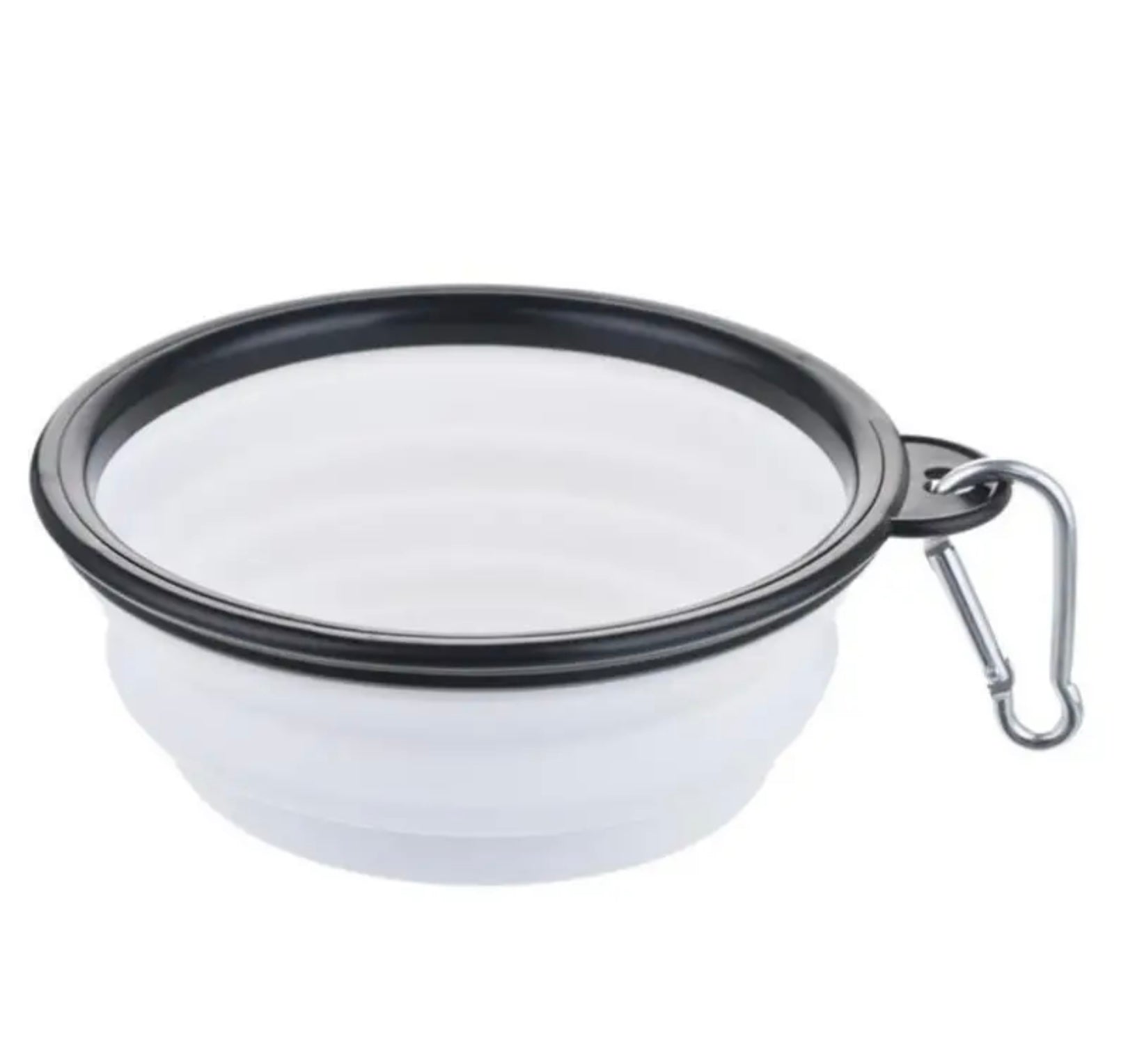 Foldable Portable Pet Bowl – 350ml TPR Travel Dish with Black Frame for Outdoor Use