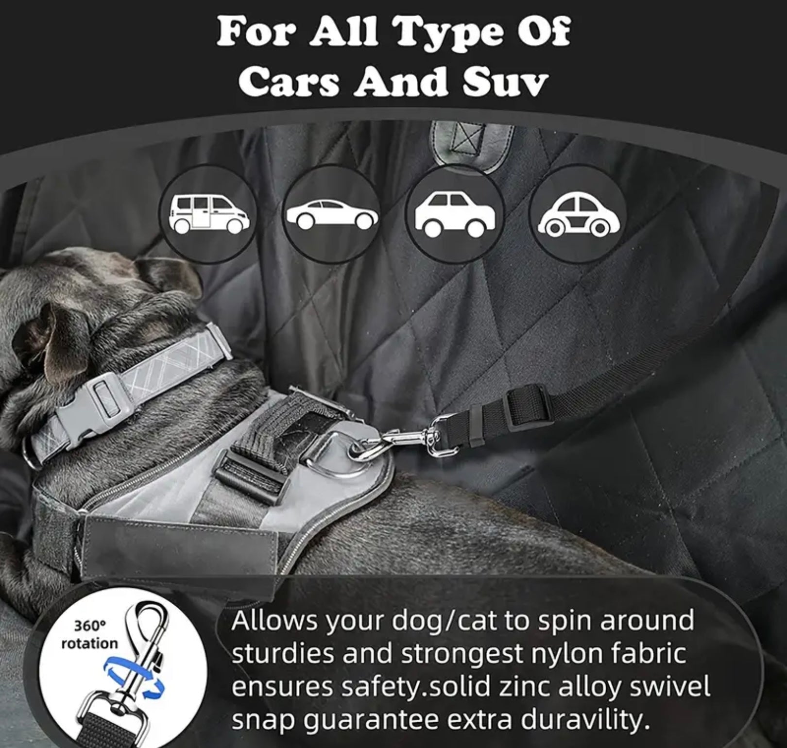 Dog Car Seat Belt – Adjustable Pet Safety Harness with Buckle for Vehicles