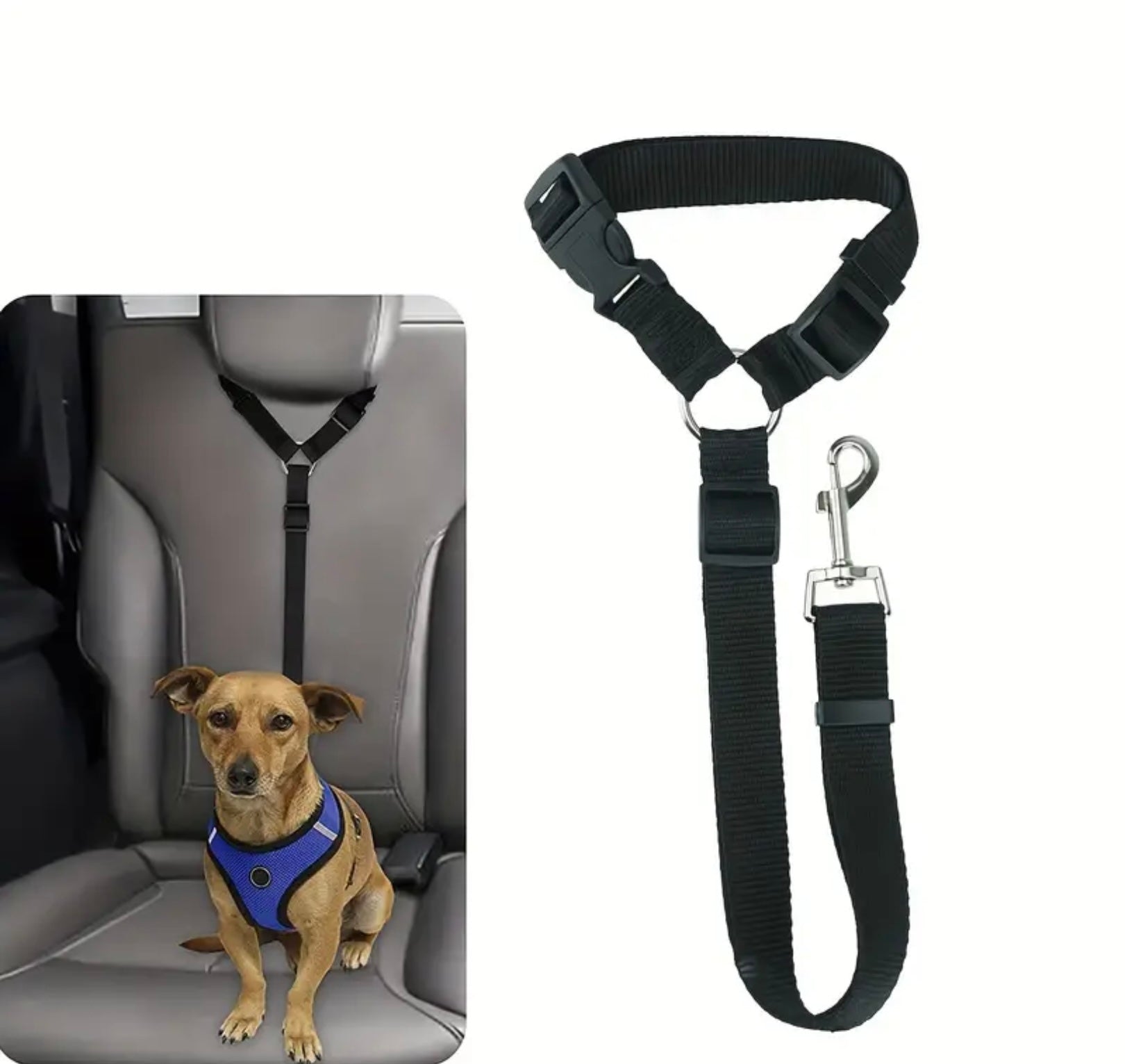 Dog Car Seat Belt – Adjustable Pet Safety Harness with Buckle for Vehicles