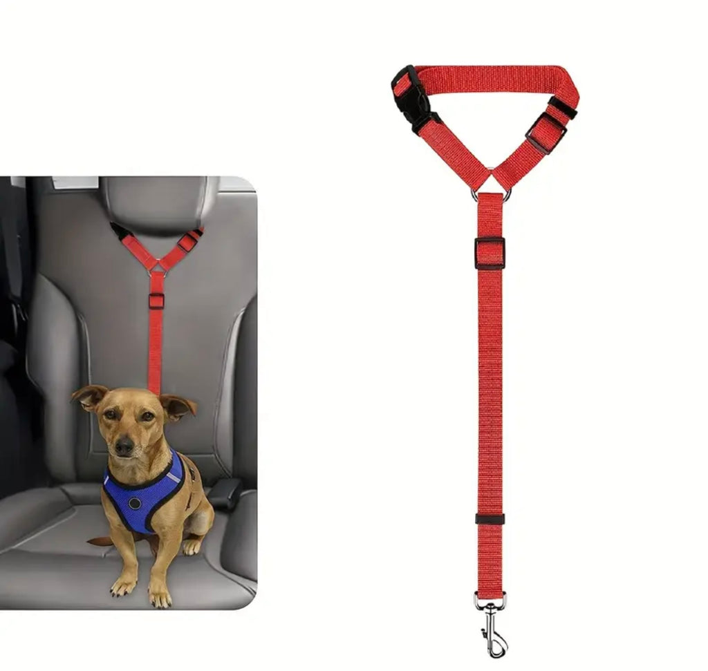 Dog Car Seat Belt – Adjustable Pet Safety Harness with Buckle for Vehicles
