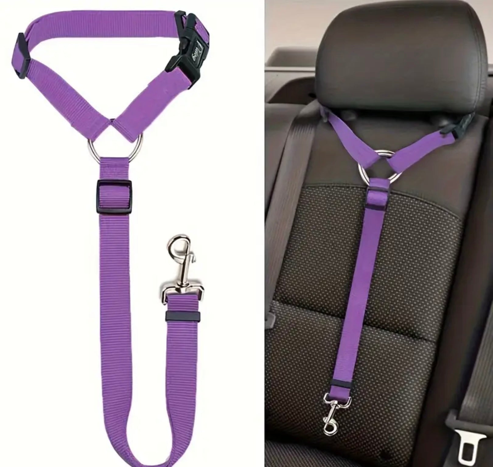 Dog Car Seat Belt – Adjustable Pet Safety Harness with Buckle for Vehicles