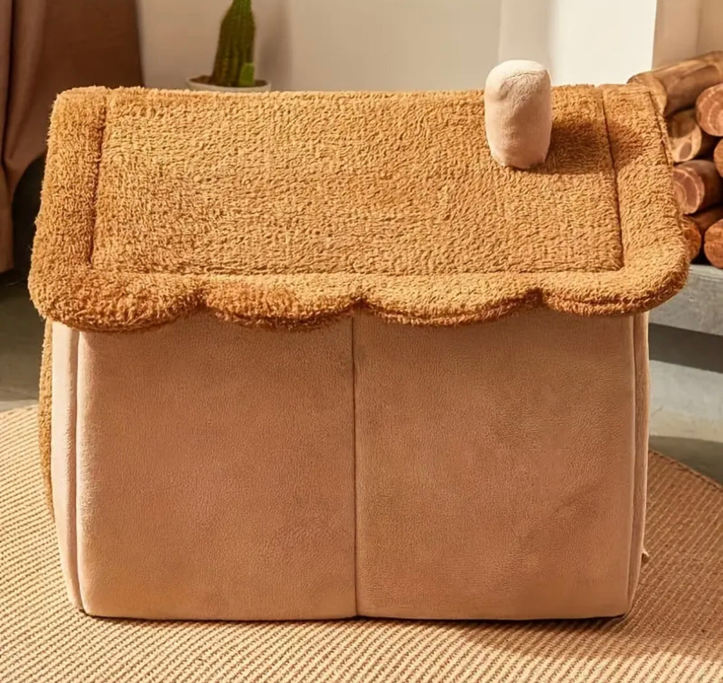 Cozy Winter Pet Cave Bed – Warm, Washable House for Cats & Small Dogs
