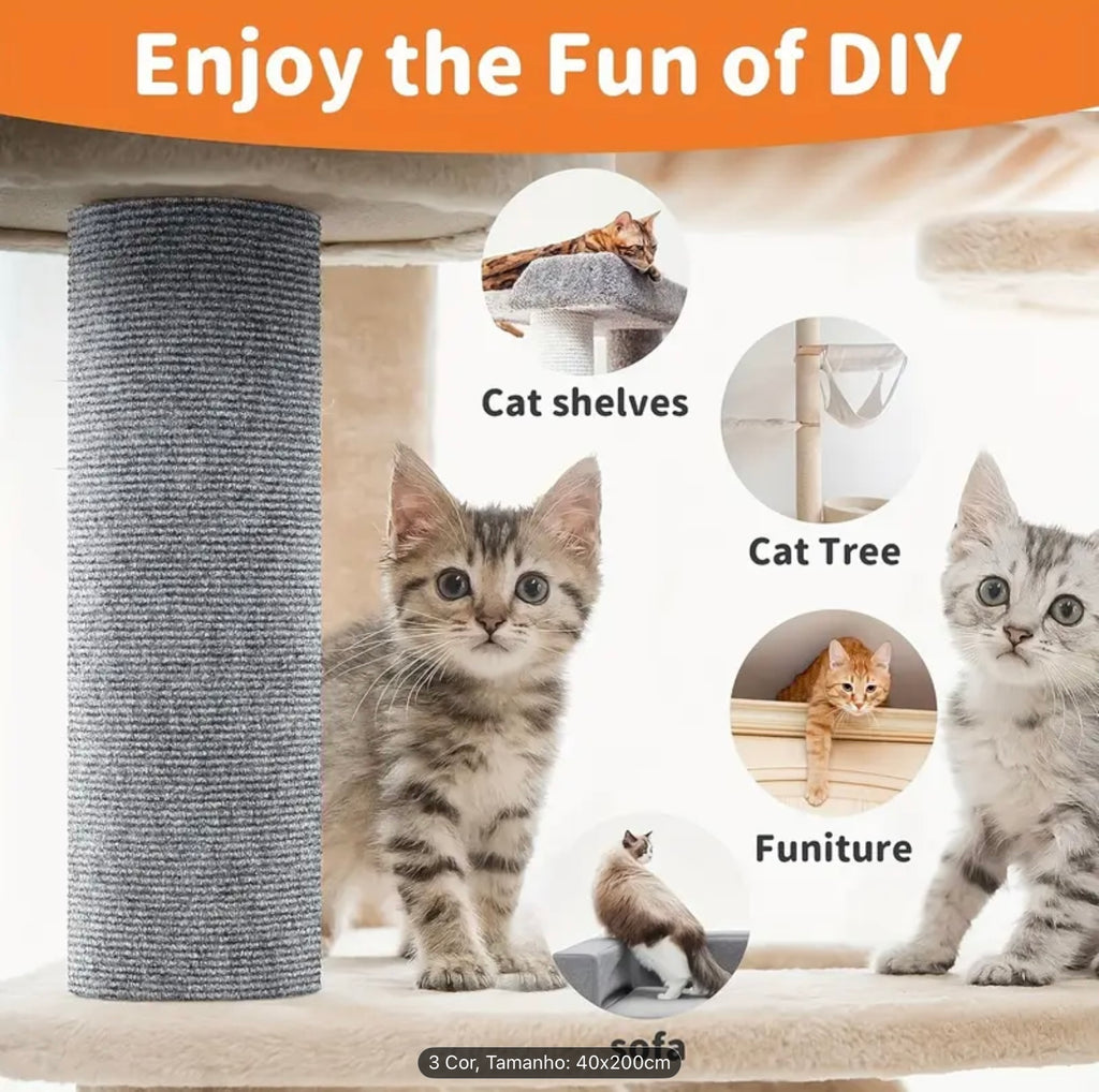 Trim-to-Fit Cat Furniture Protector – Self-Adhesive Anti-Scratch Mat for Sofas, Doors & Cat Trees (Gray, 78.7 x 15.8 in)