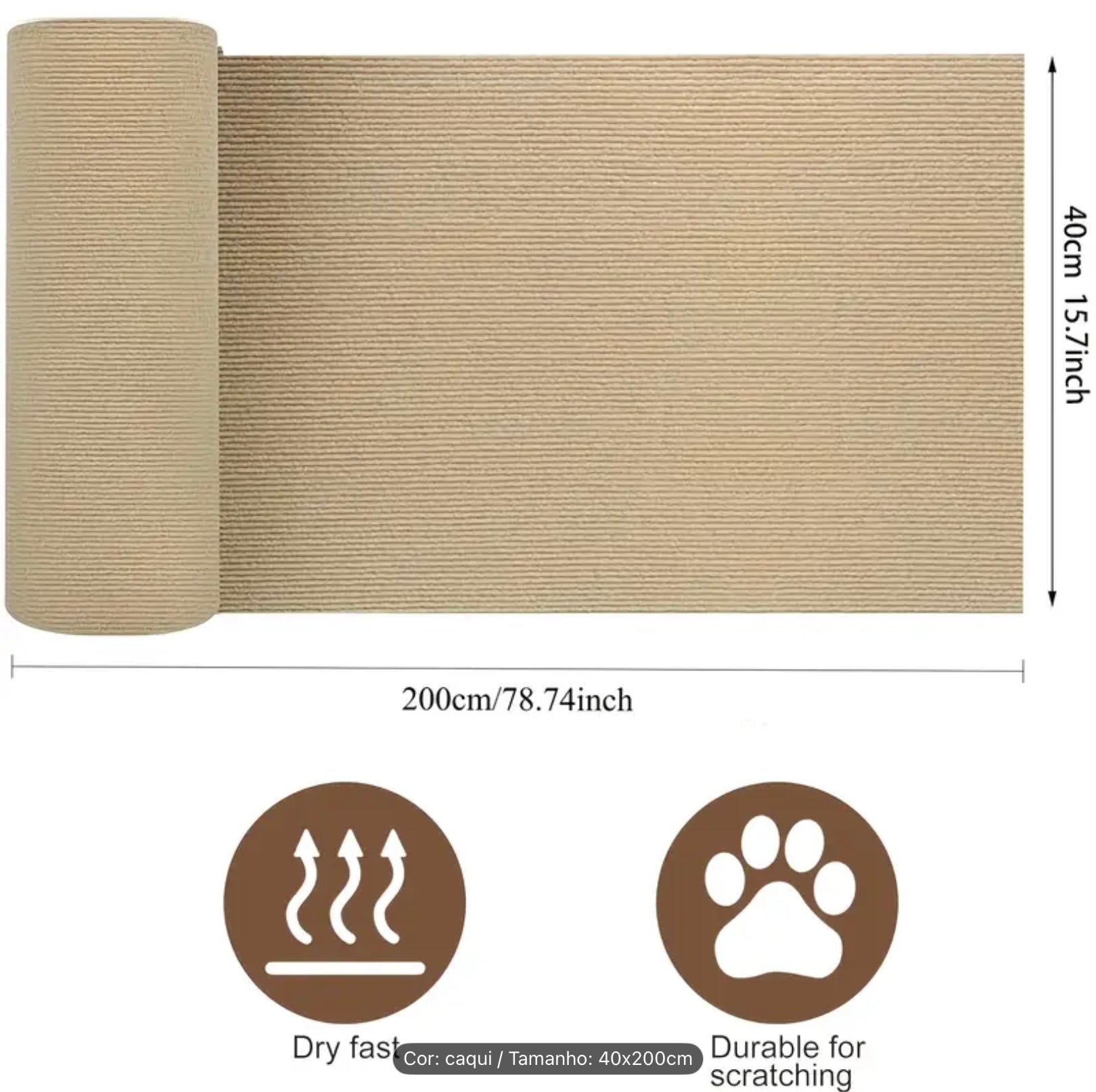 Trim-to-Fit Cat Furniture Protector – Self-Adhesive Anti-Scratch Mat for Sofas, Doors & Cat Trees (Gray, 78.7 x 15.8 in)