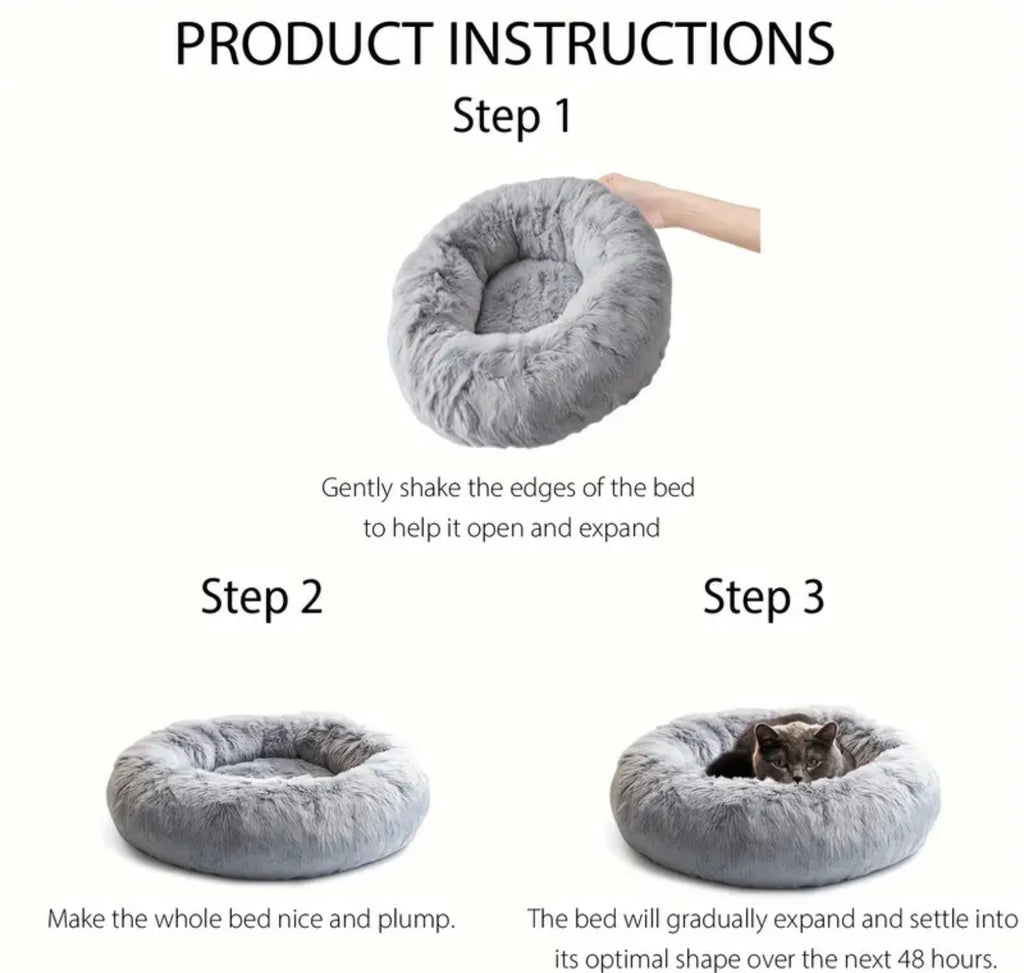 Cozy Donut Pet Bed – Soft Plush Round Bed for Small, Medium & Large Dogs and Cats (6 Sizes)