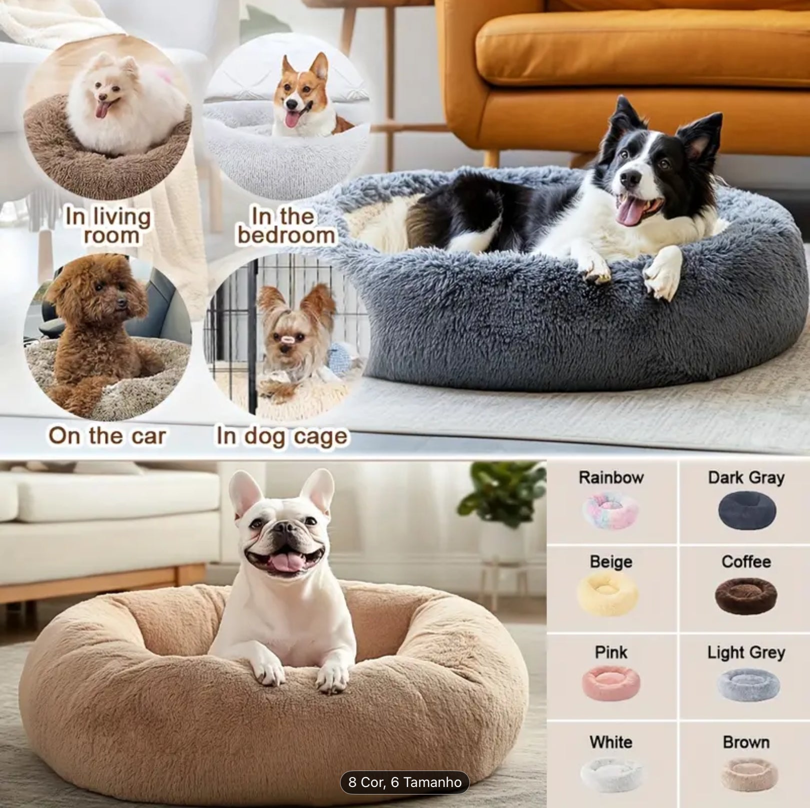 Cozy Donut Pet Bed – Soft Plush Round Bed for Small, Medium & Large Dogs and Cats (6 Sizes)