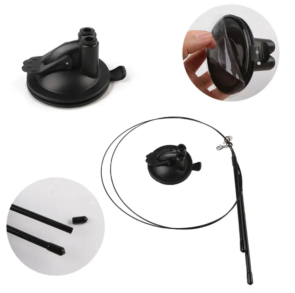 Interactive Cat Wand Toy Set with Realistic Birds – Hands-Free Dual Rod, Bell & Suction Base for Active Play and Hunting Training