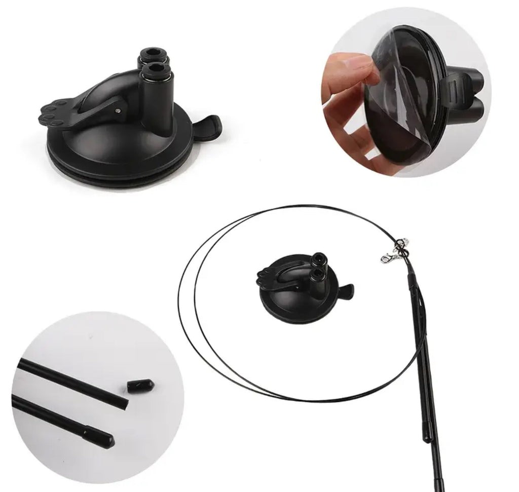 Interactive Cat Wand Toy Set with Realistic Birds – Hands-Free Dual Rod, Bell & Suction Base for Active Play and Hunting Training