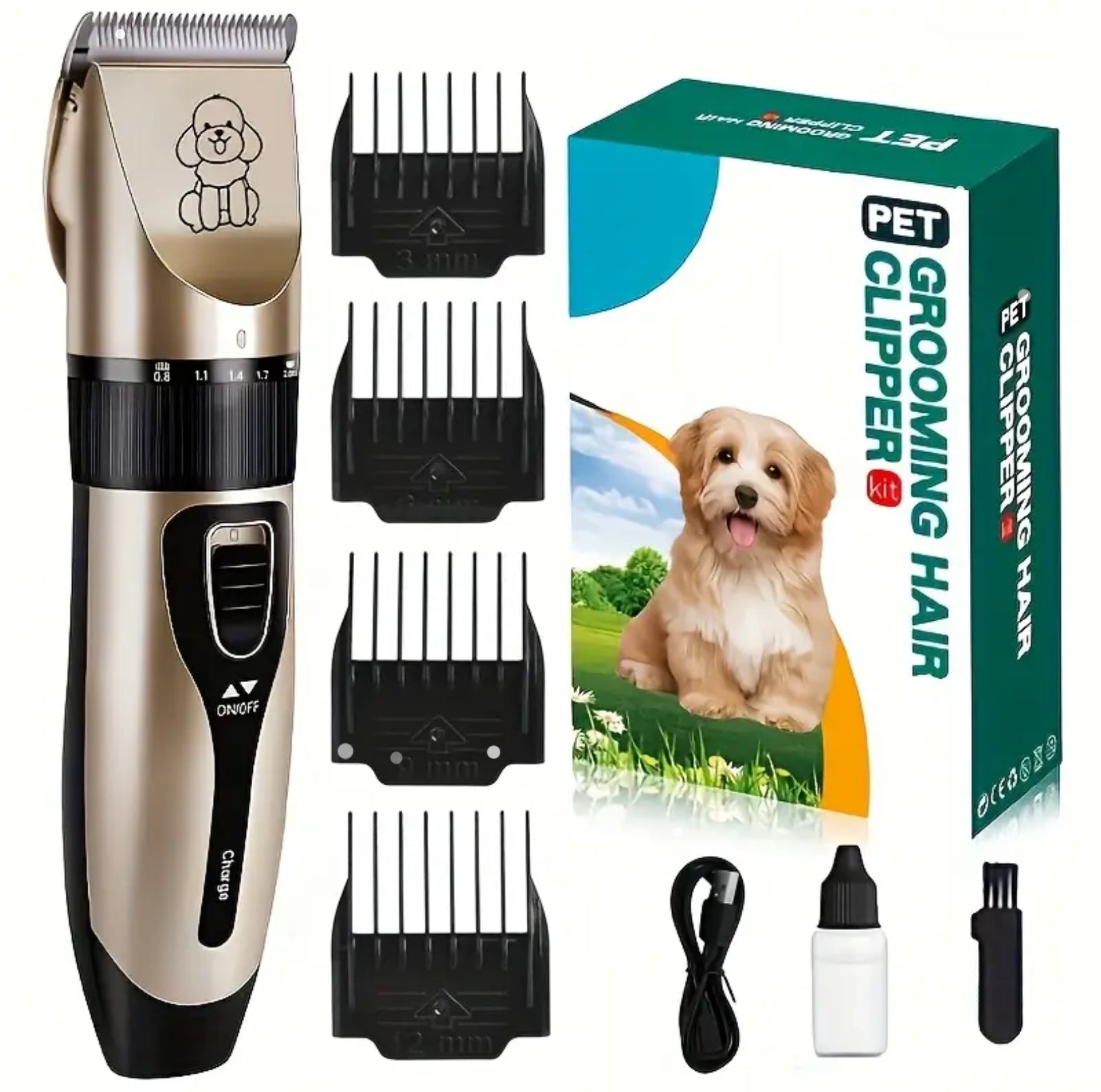 Rechargeable Pet Grooming Clipper Kit – Adjustable Trimmer for All Fur Lengths