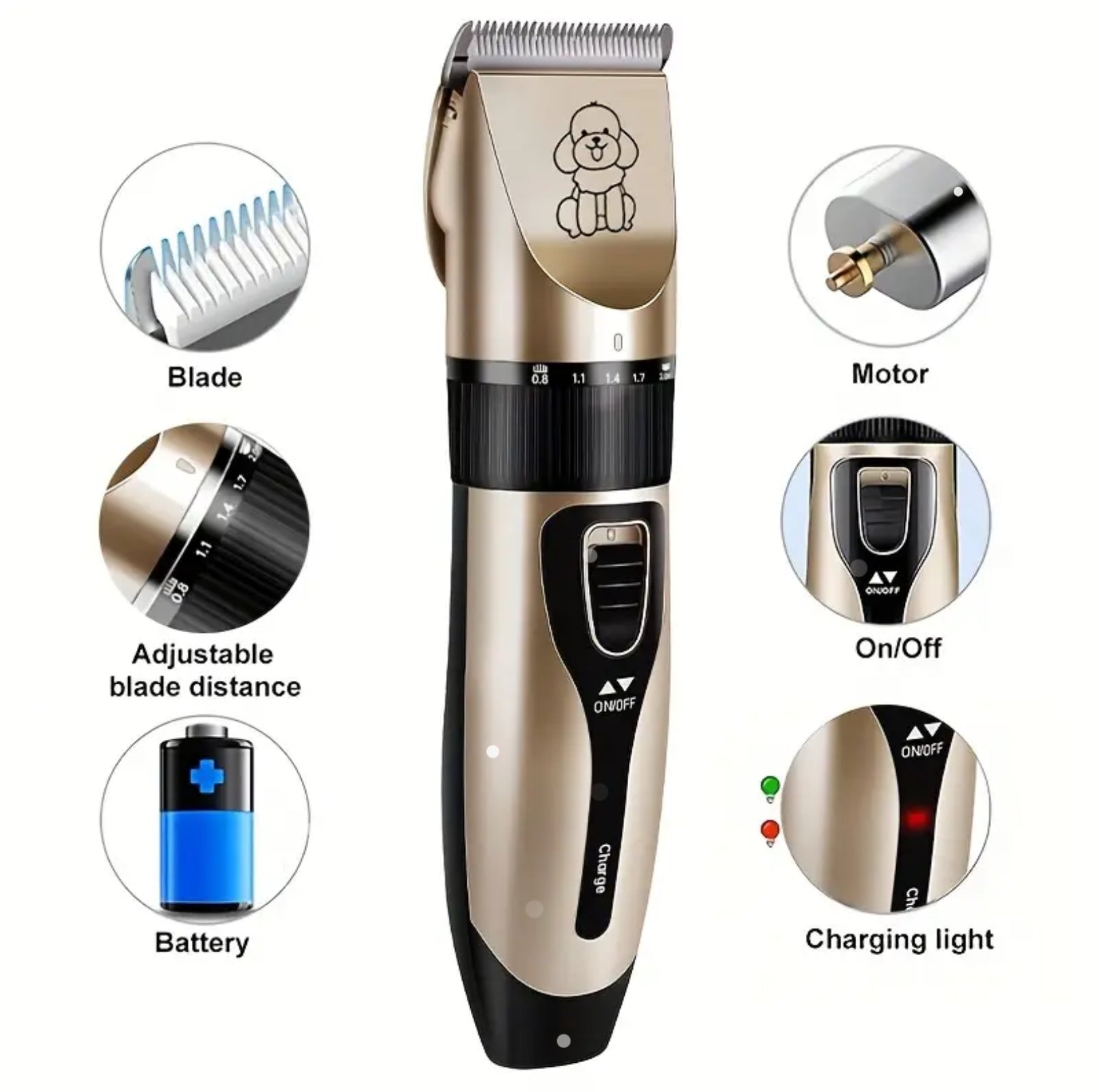 Rechargeable Pet Grooming Clipper Kit – Adjustable Trimmer for All Fur Lengths