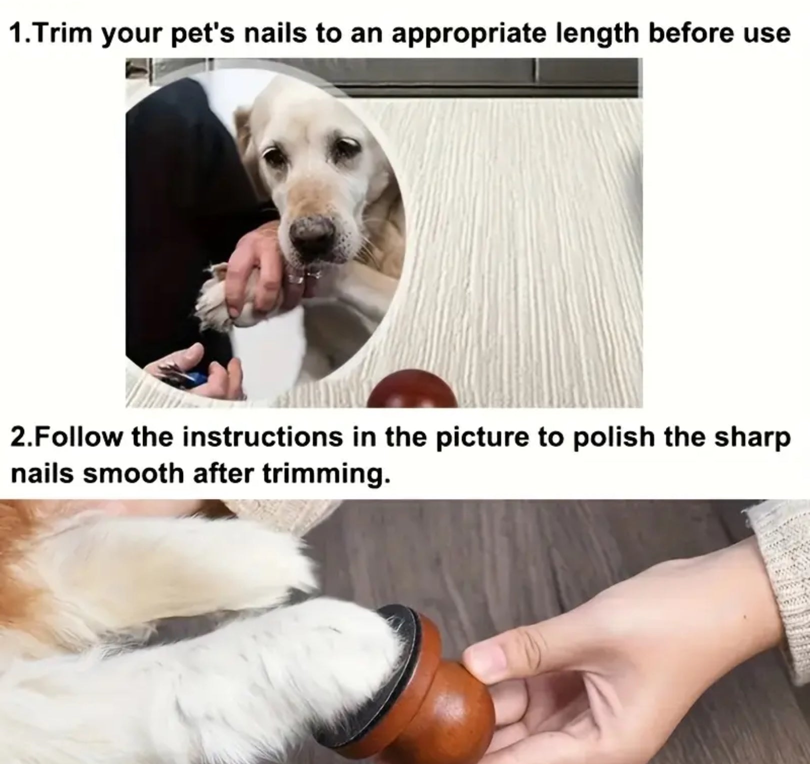 Stress-Free Dog Nail File – Natural Wood Handle & Soft Foam, Safe & Gentle Grinder for Puppies and Dogs