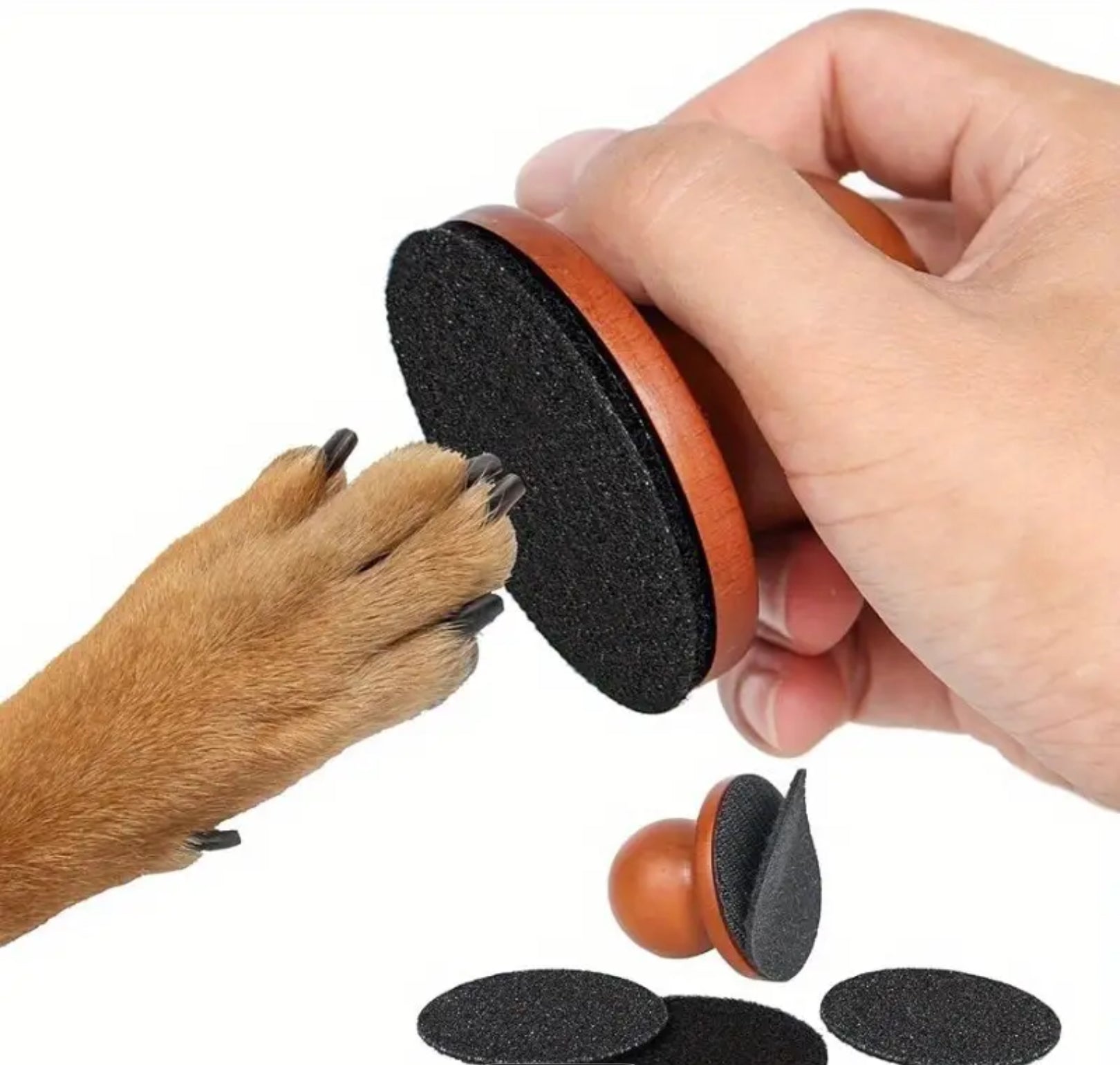 Stress-Free Dog Nail File – Natural Wood Handle & Soft Foam, Safe & Gentle Grinder for Puppies and Dogs