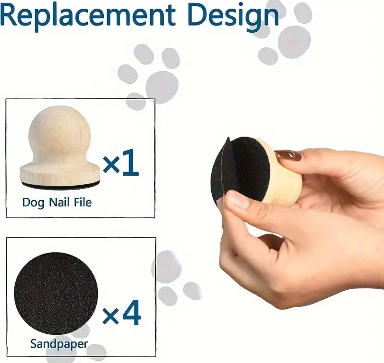Stress-Free Dog Nail File – Natural Wood Handle & Soft Foam, Safe & Gentle Grinder for Puppies and Dogs