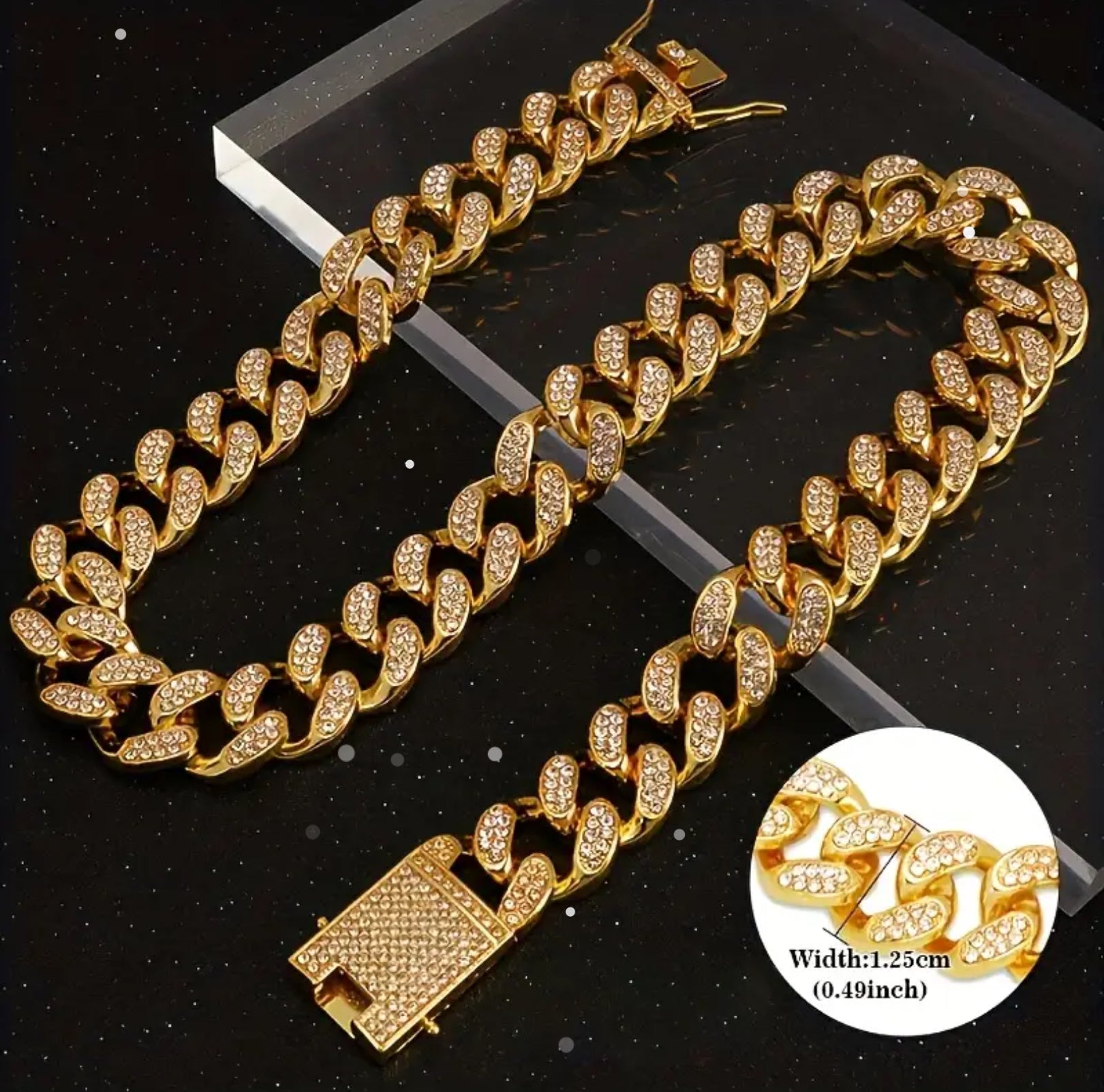 Sparkling Diamond Dog Collar – Stylish Metal Chain with Secure Buckle for Elegant Walks