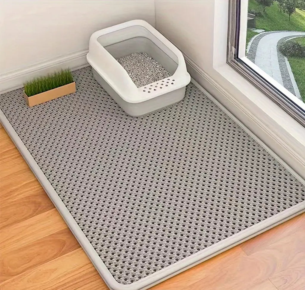 Double-Layer Cat Litter Mat – Waterproof, Anti-Scatter & Easy-Clean