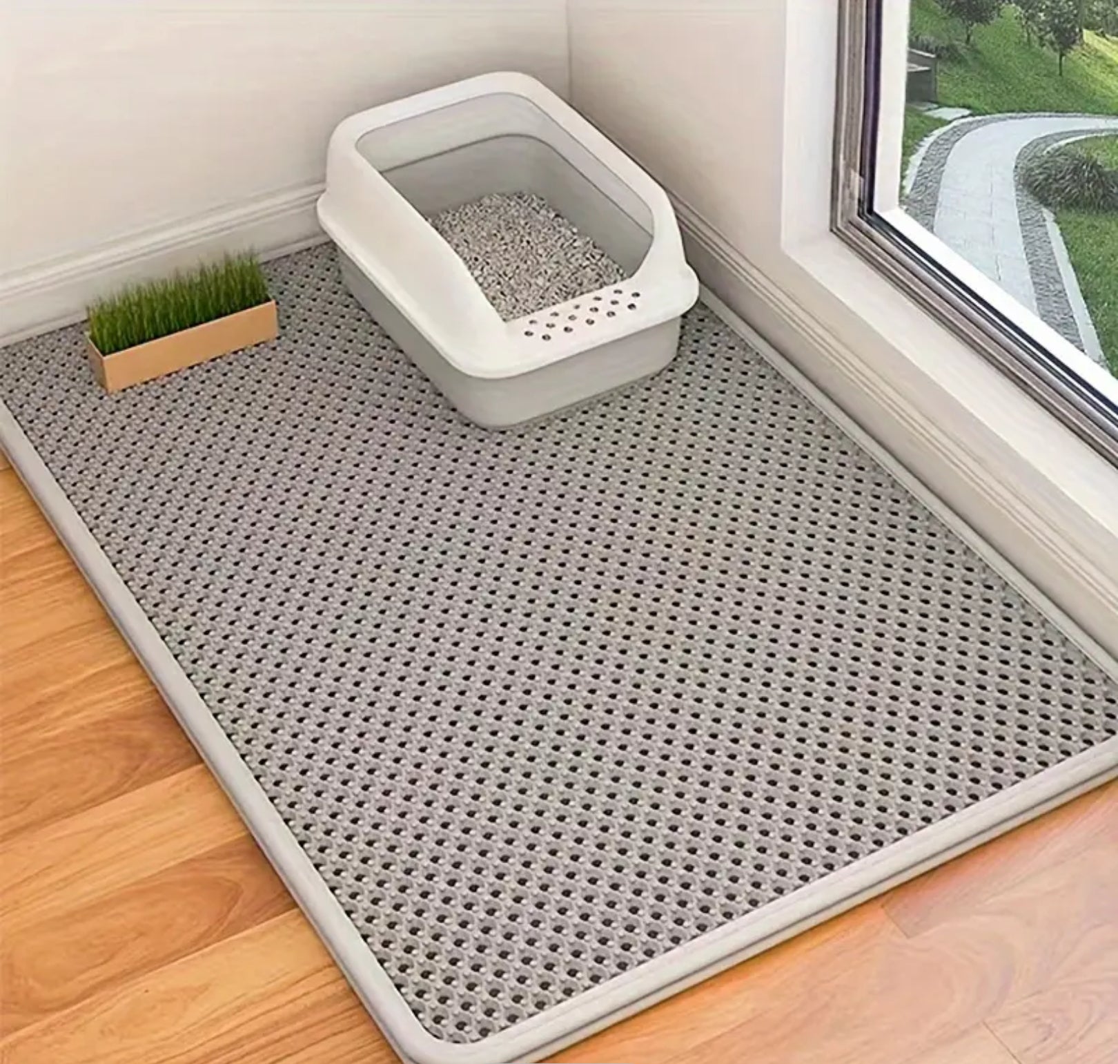 Double-Layer Cat Litter Mat – Waterproof, Anti-Scatter & Easy-Clean