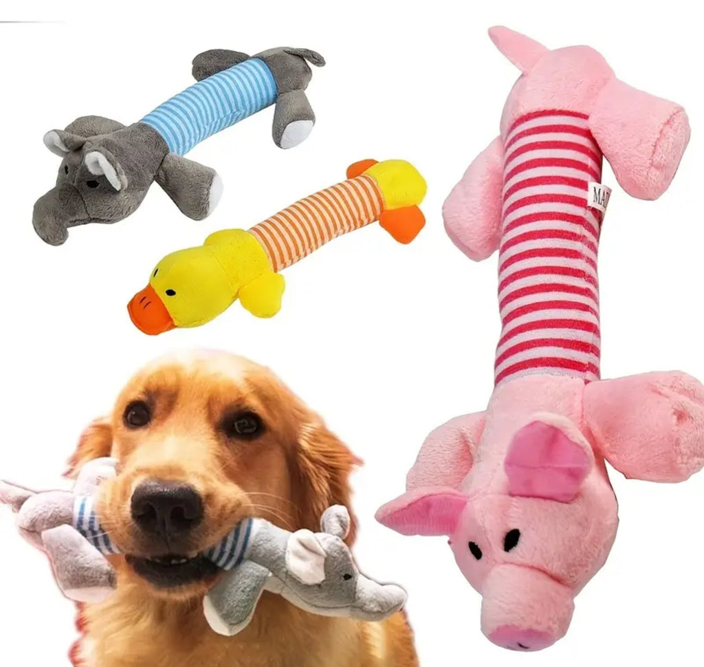 Squeaky Dog Toys – Durable Elephant & Pig Chew Set