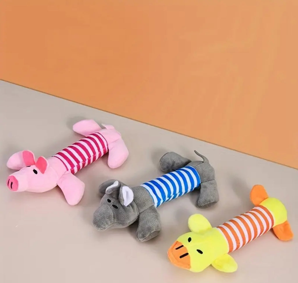 Squeaky Dog Toys – Durable Elephant & Pig Chew Set