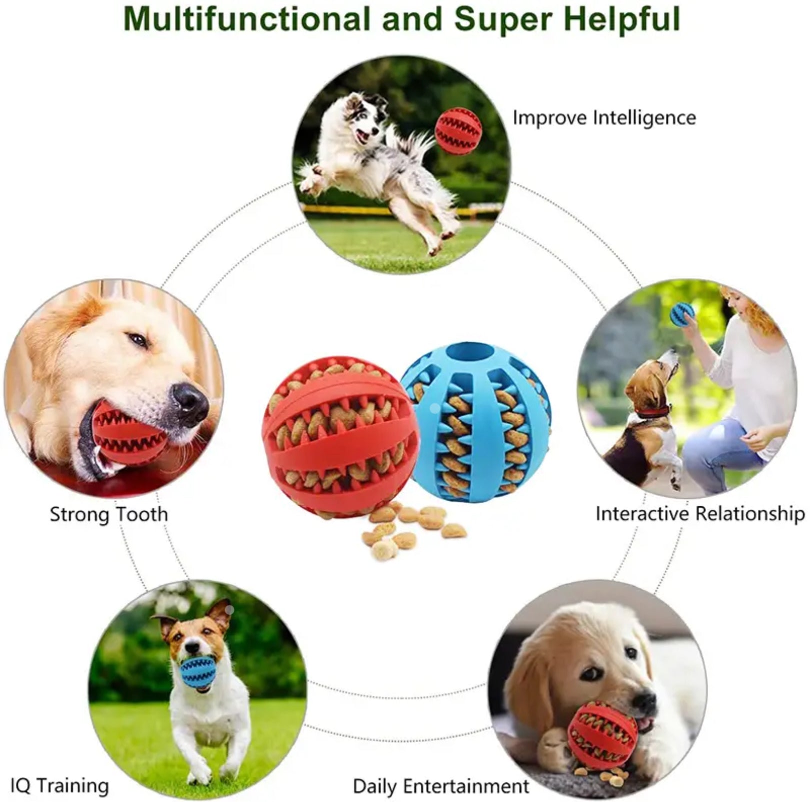 Rubber Chew Ball Toy for Small Dogs – Treat Dispenser