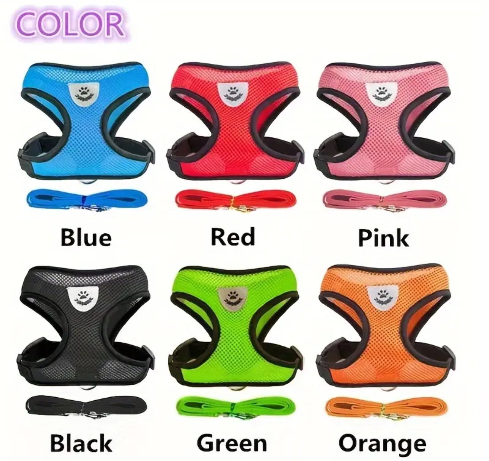 Reflective Mesh Harness & Leash Set for Pets