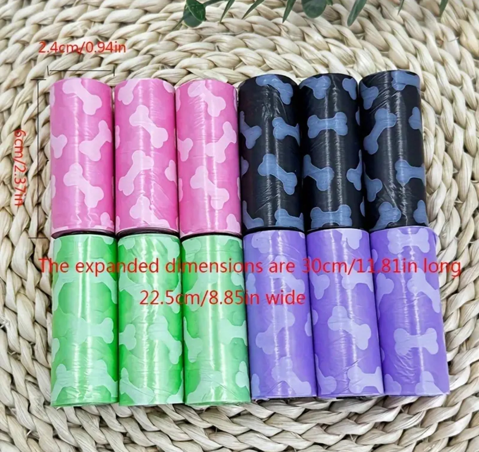 Dog Poop Bags – 60 Leak-Proof Bone-Printed Bags