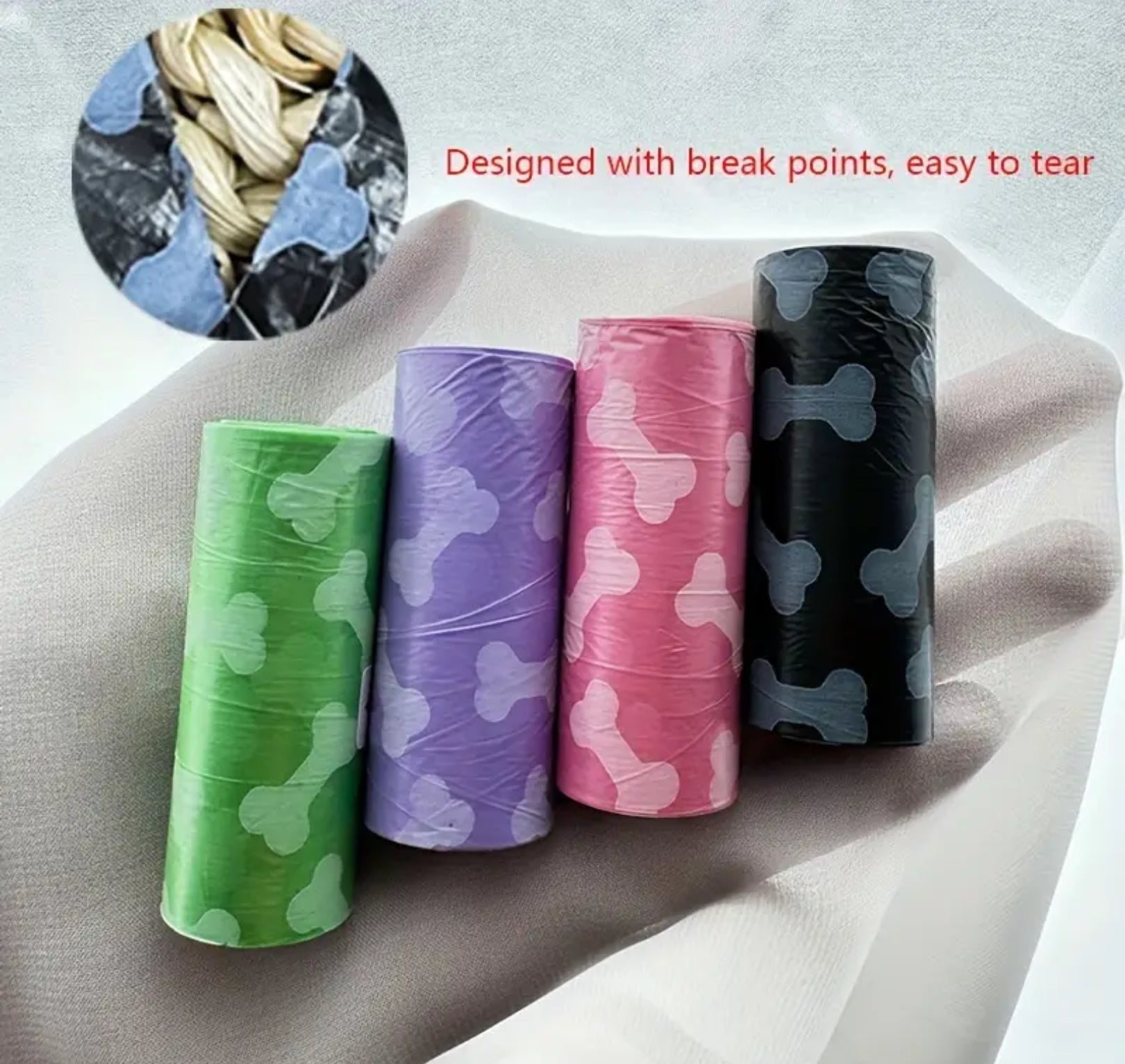 Dog Poop Bags – 60 Leak-Proof Bone-Printed Bags