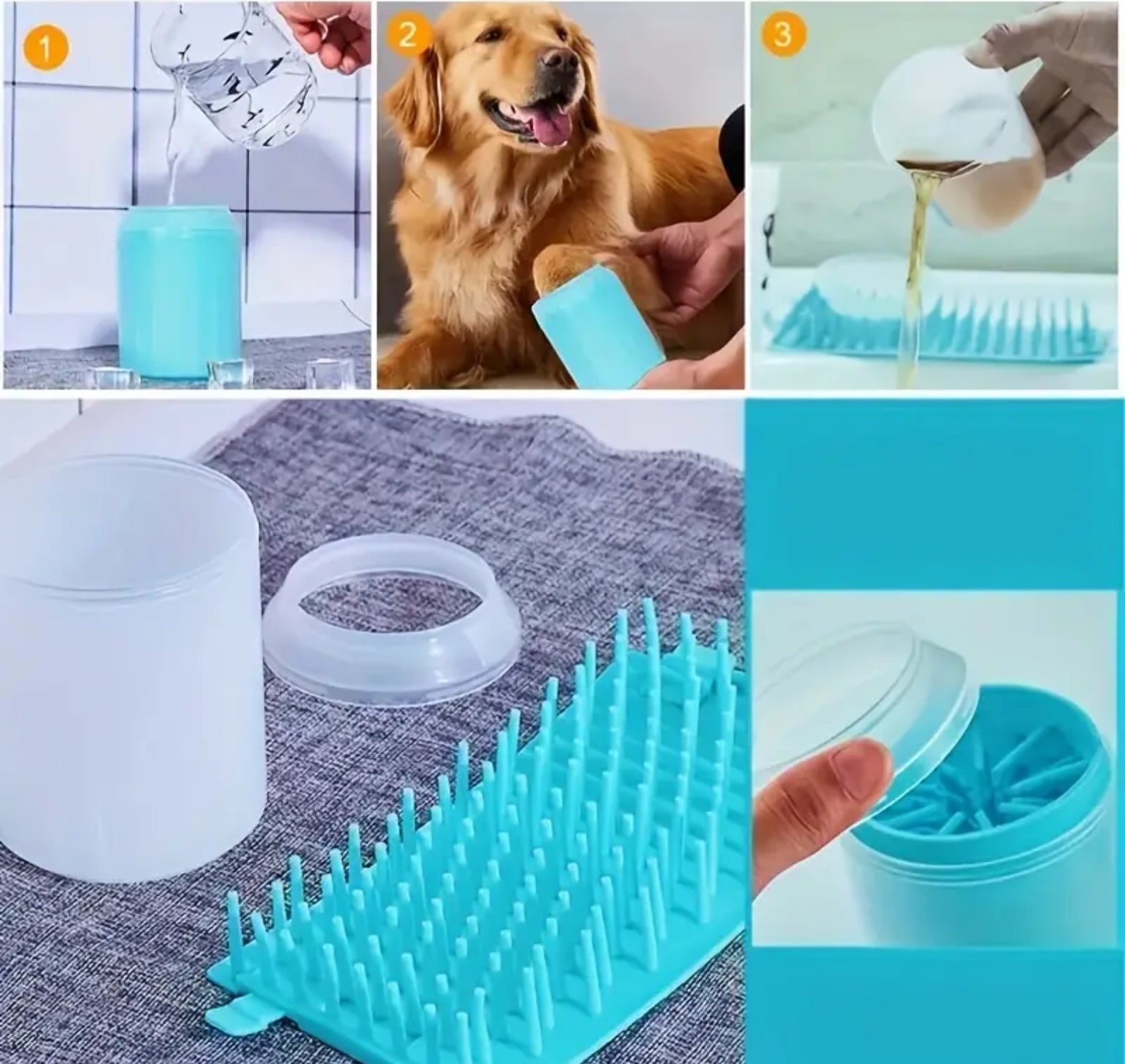 Silicone Paw Cleaner Cup for Pets – Manual, Soft Bristles
