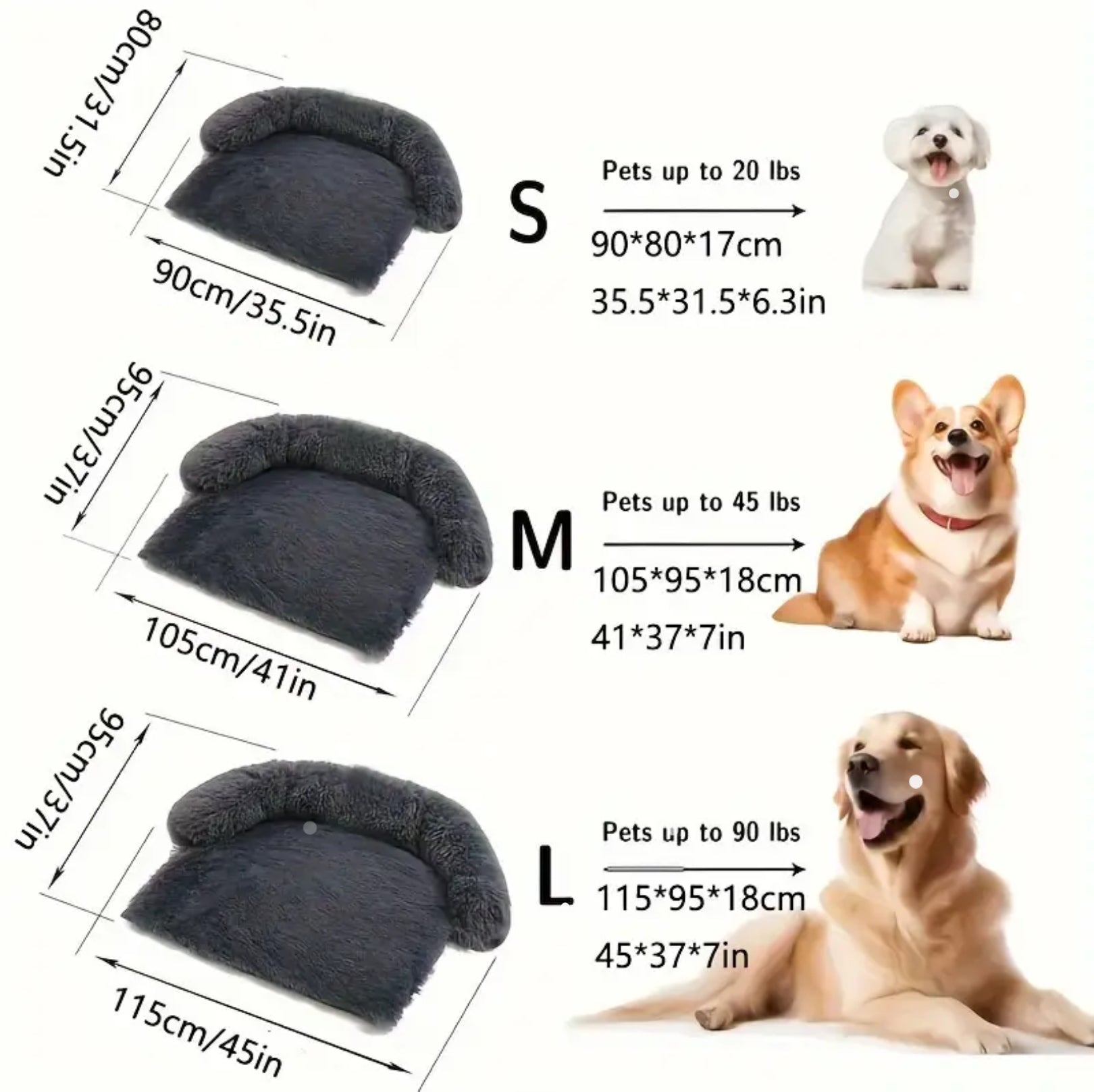 Plush Sofa Bed for Pets – With Neck Cushion & Furniture Protection