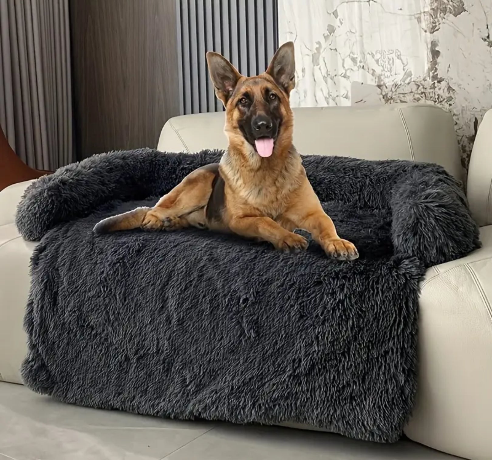 Plush Sofa Bed for Pets – With Neck Cushion & Furniture Protection