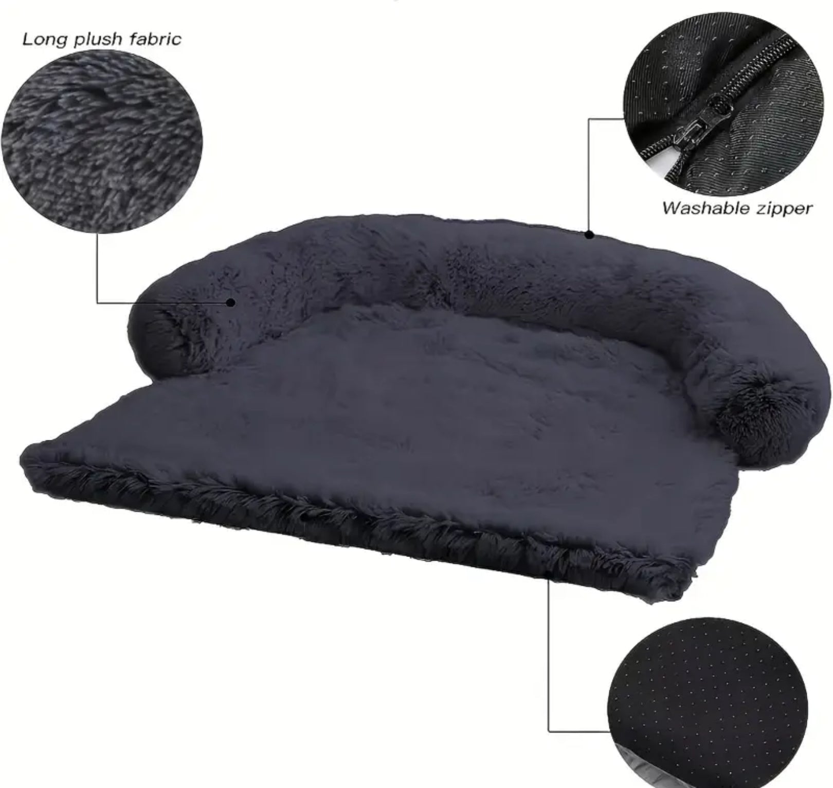 Plush Sofa Bed for Pets – With Neck Cushion & Furniture Protection
