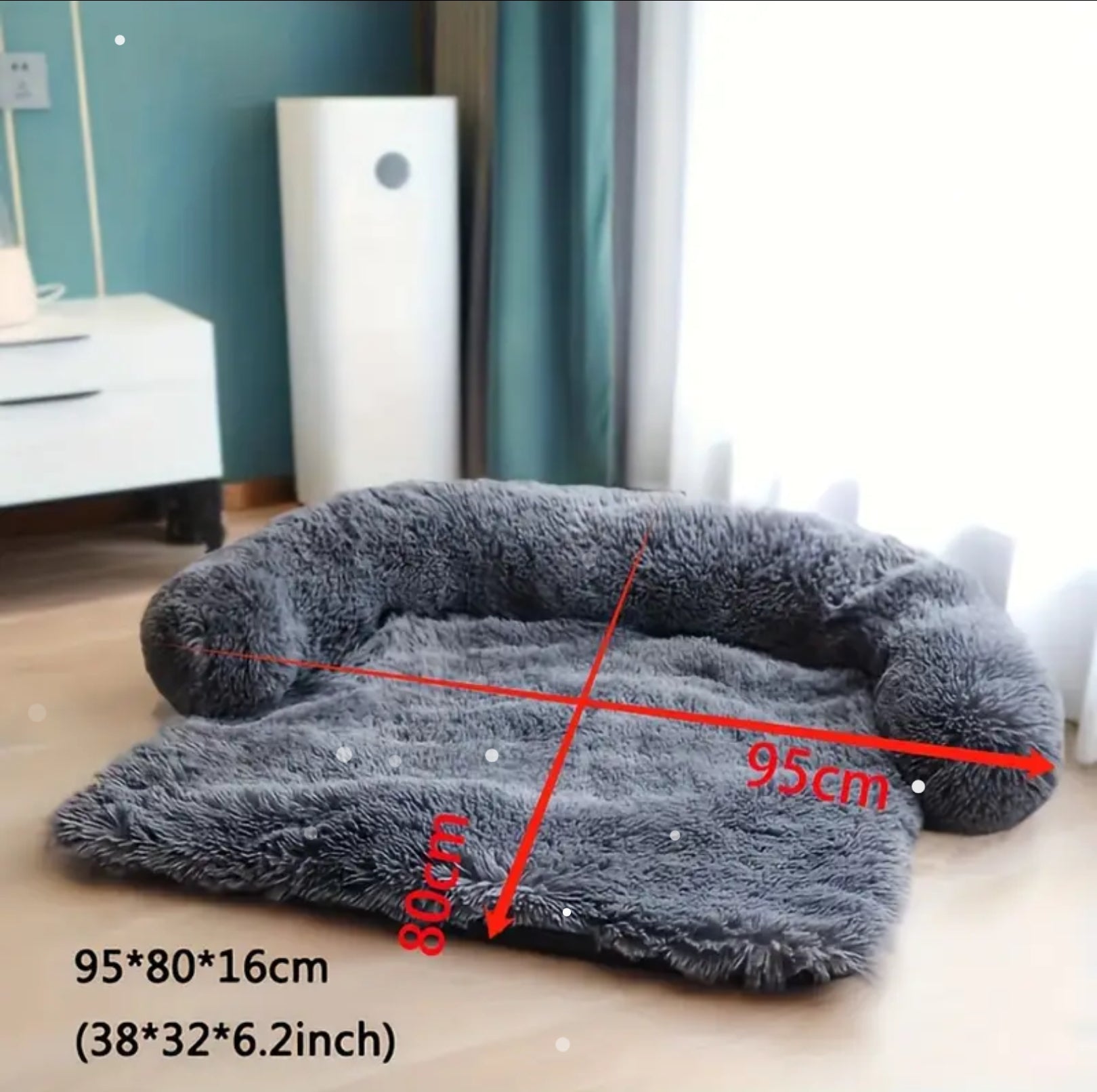 Plush Sofa Bed for Pets – With Neck Cushion & Furniture Protection