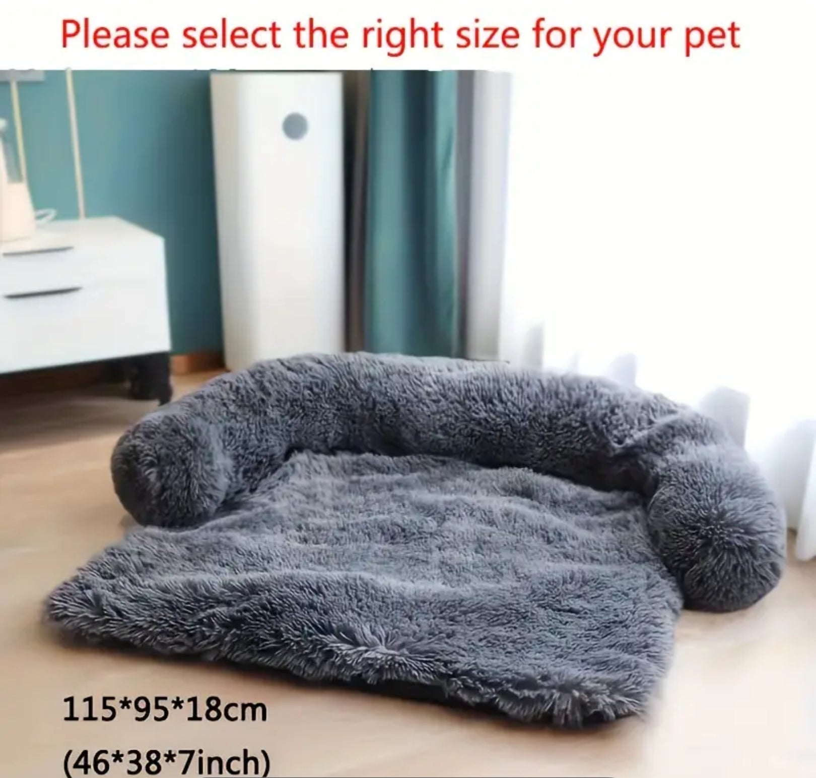 Plush Sofa Bed for Pets – With Neck Cushion & Furniture Protection