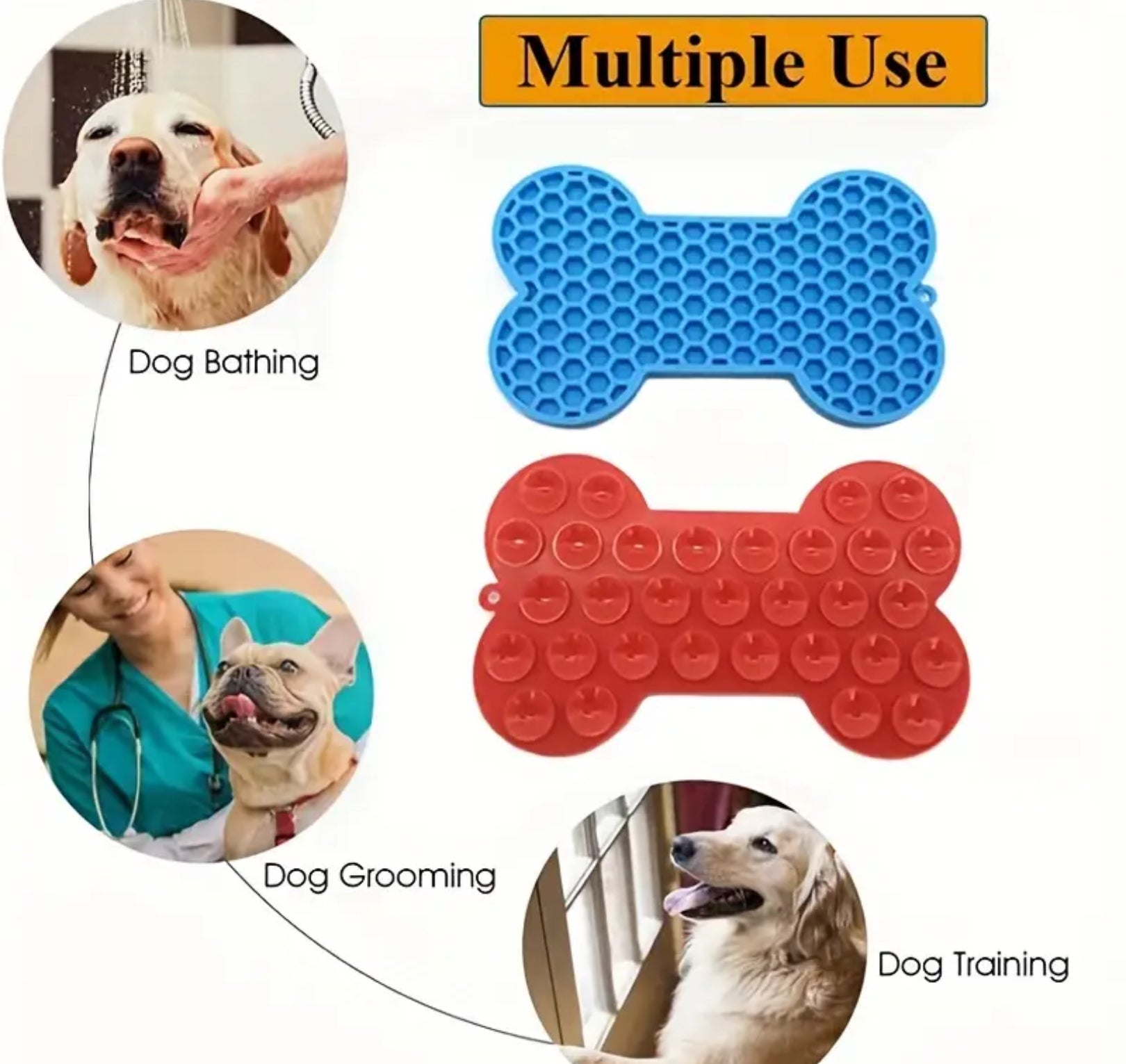 Dog Lick Mat – Bone-Shaped Slow Feeder with Suction Cups