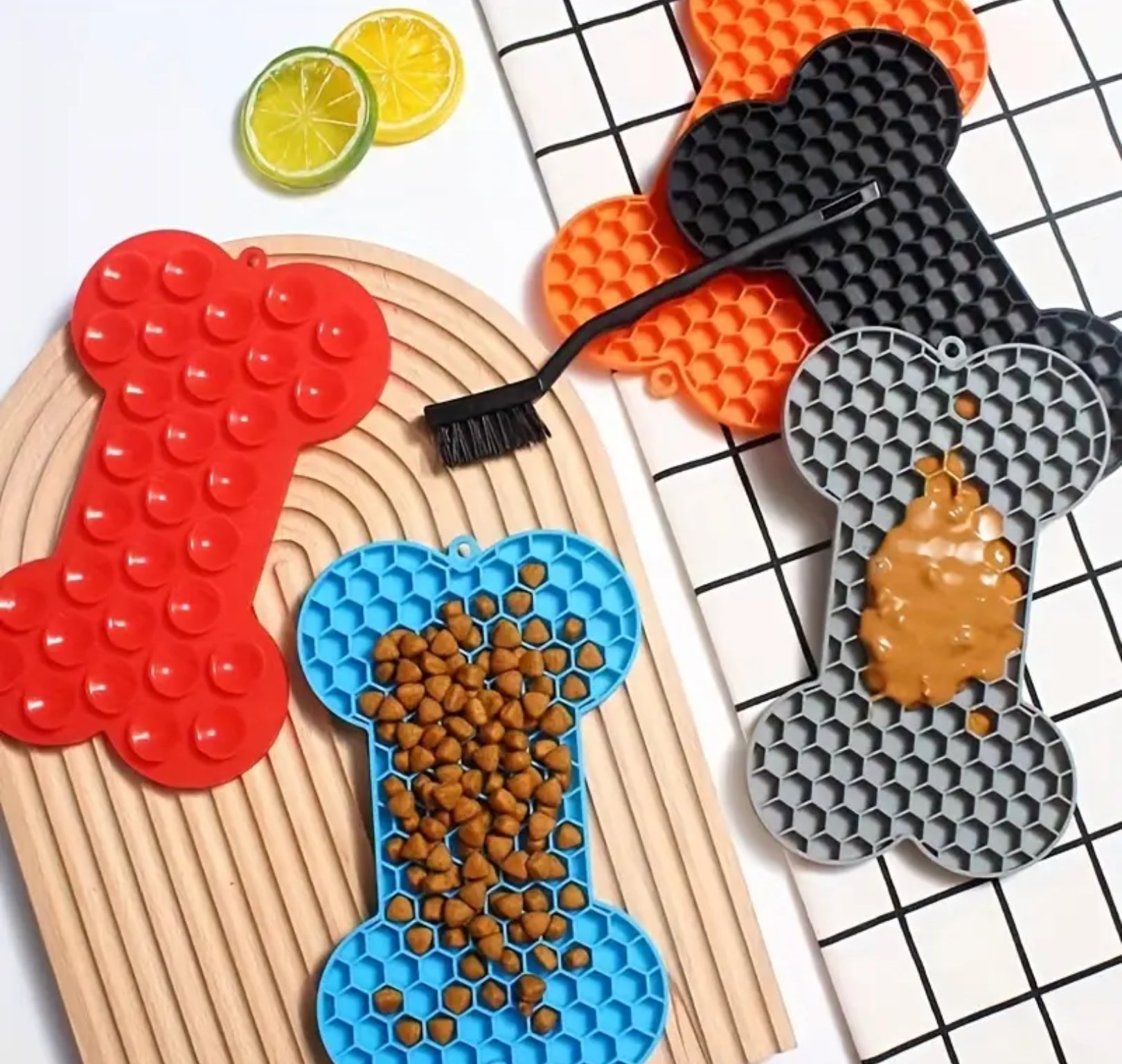 Dog Lick Mat – Bone-Shaped Slow Feeder with Suction Cups
