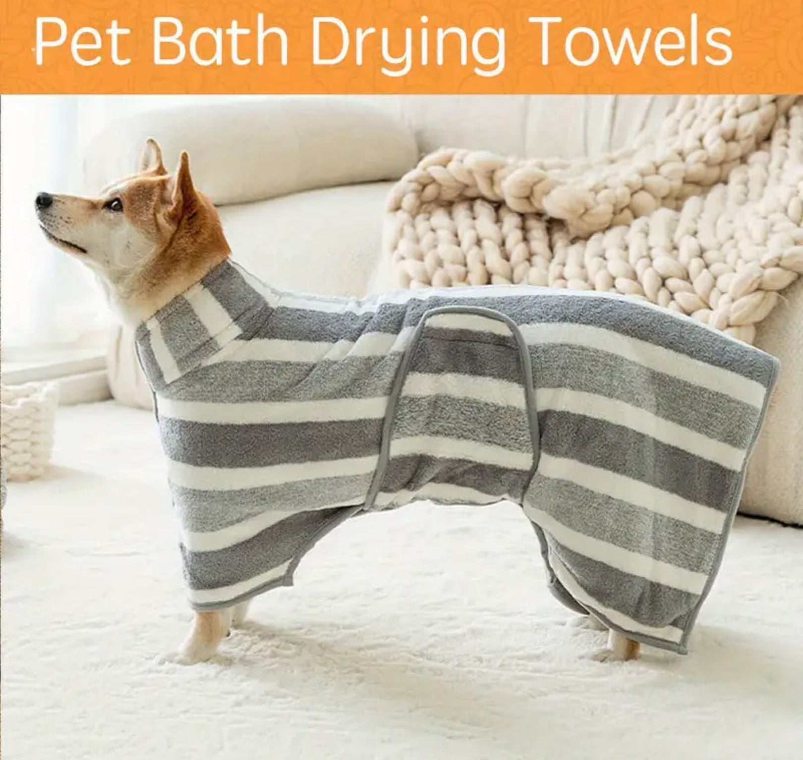 Quick-Dry Microfiber Dog Bathrobe – Super Absorbent & Soft Pet Towel