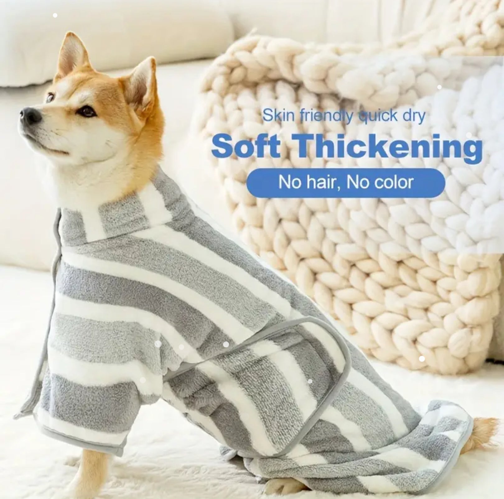Quick-Dry Microfiber Dog Bathrobe – Super Absorbent & Soft Pet Towel