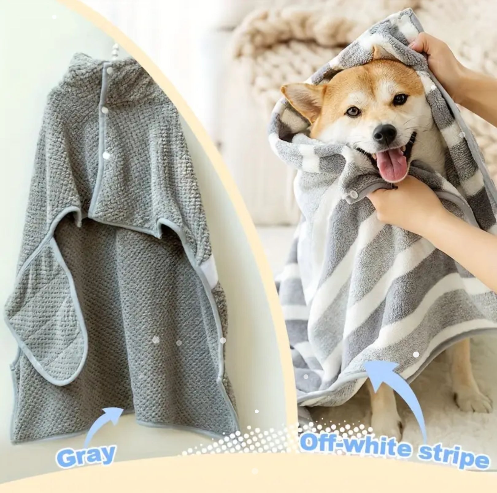 Quick-Dry Microfiber Dog Bathrobe – Super Absorbent & Soft Pet Towel