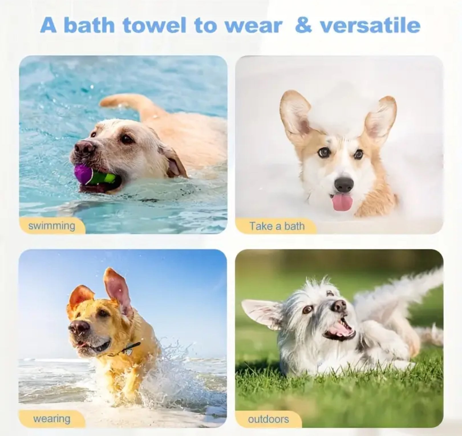 Quick-Dry Microfiber Dog Bathrobe – Super Absorbent & Soft Pet Towel